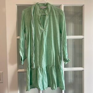 Tuckernuck Ladies Green Linen Dress with Belt - Size Small